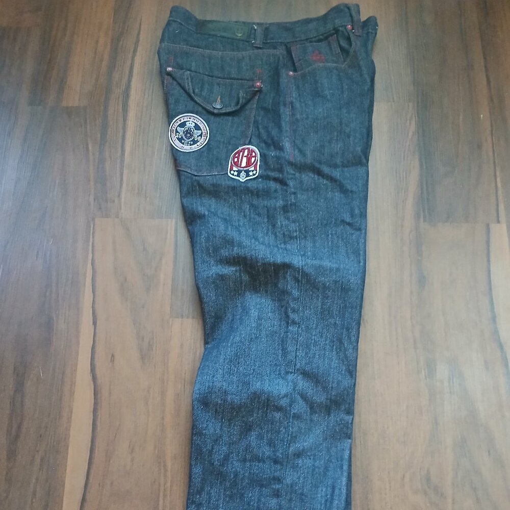 Eight 8732 Denim Jeans Mens 38 X 34 Baggy Embroidered TRUCKIN Hip Hop Skate Y2K